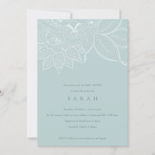 Tarjeta De Agradecimiento Moda Ornate Paisley Dusky Blue Baby Shower Invitar