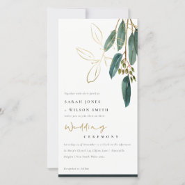 TARJETA DE AGRADECIMIENTO MODA ORO VERDE EUCALYPTUS FOLIAGE WEDDING INVITE