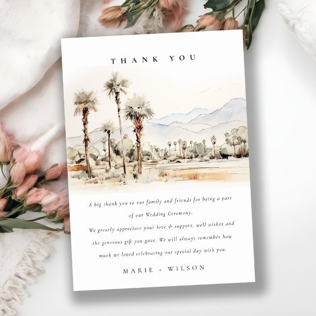 Tarjeta De Agradecimiento Moda Palm Springs Boda de paisajes de California (Subido por el creador)