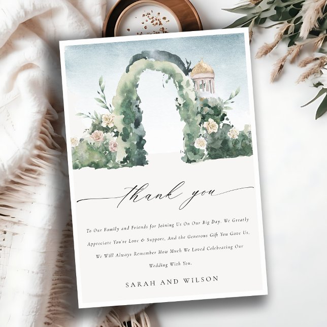 Tarjeta De Agradecimiento Moda Pastel Floral Jardín Arco Boda Botánico (Subido por el creador)