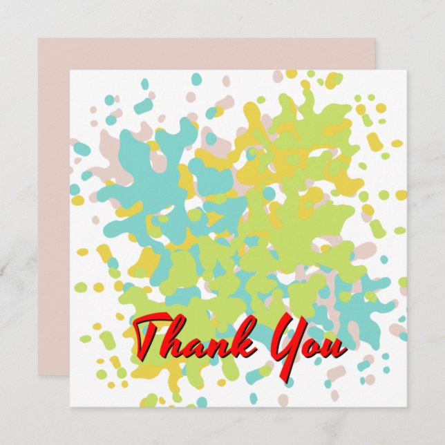 Tarjeta De Agradecimiento Moda Pastel Watercolor Spots Red Text (Anverso / Reverso)