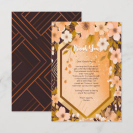 Tarjeta De Agradecimiento Moda Peach Floral Champagne Bridal Shower Fiesta