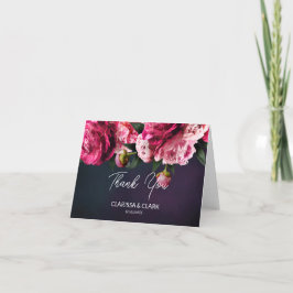 Tarjeta De Agradecimiento Moda Pink Peony Parejas Nombre y Boda de citas