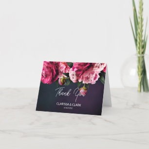 Tarjeta De Agradecimiento Moda Pink Peony Parejas Nombre y Boda de citas