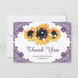 Tarjeta De Agradecimiento Moda púrpura rusa Boda de girasol de encaje