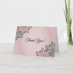 Tarjeta De Agradecimiento Moda Rosa Blank Dentro Gracias