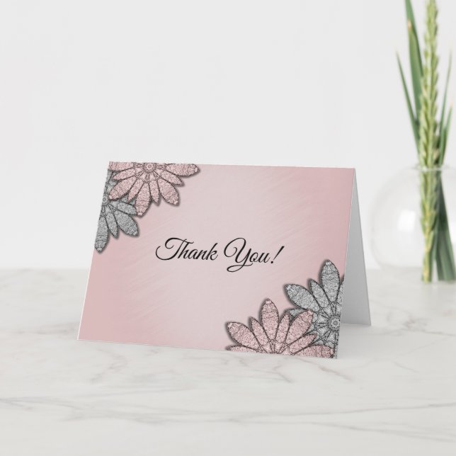 Tarjeta De Agradecimiento Moda Rosa Blank Dentro Gracias (Anverso)