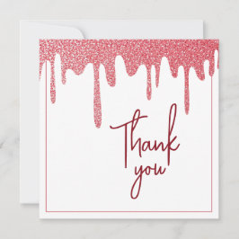 Tarjeta De Agradecimiento Moda Rosa Dorado Purpurina Dulce 16 Cumpleaños