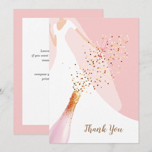 Tarjeta De Agradecimiento Moda Rubor ducha de novia rosa (Anverso / Reverso)