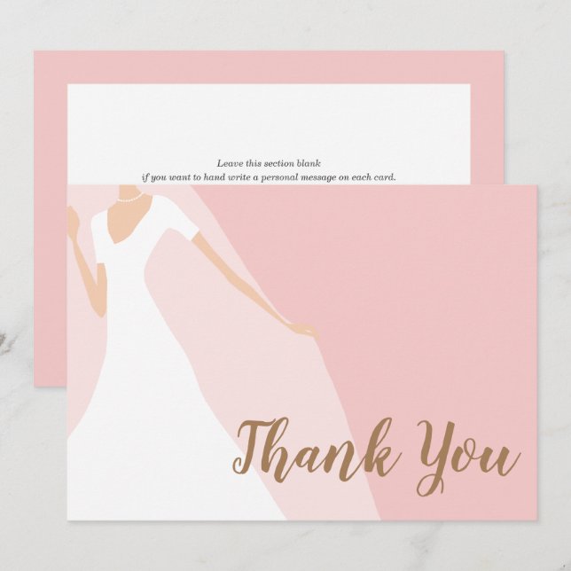 Tarjeta De Agradecimiento Moda Rubor ducha de novia rosa (Anverso / Reverso)