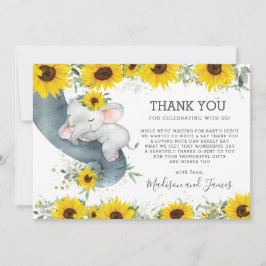 Tarjeta De Agradecimiento Moda rusa Elefante de girasol Chica Baby Shower