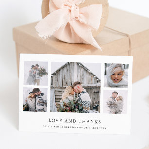 Tarjeta De Agradecimiento Moda Rústica   Boda de cuadrícula fotográfica