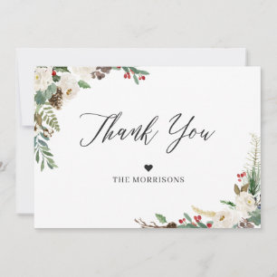 Tarjeta De Agradecimiento Moda Rústica Boda Floral Holly Berries
