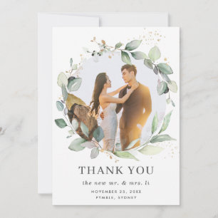 Tarjeta De Agradecimiento Moda Rústica Verdor Wreath Leafy Boda de fotos