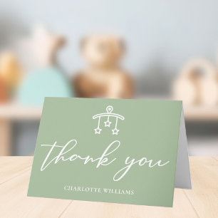 Tarjeta De Agradecimiento Moda Sage Green Baby Shower Personalizado