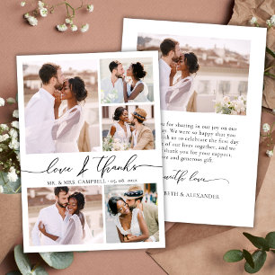 Tarjeta De Agradecimiento Moda Script Amor y Gracias Boda Collage de fotos