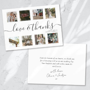 Tarjeta De Agradecimiento Moda Script Boda de Collage de fotos moderno Graci