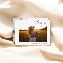 Tarjeta De Agradecimiento Moda Script Foto Boda Minimalista Gracias