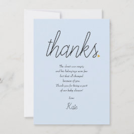 Tarjeta De Agradecimiento Moda Script Love Heart Baby Boy Gracias Poema