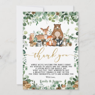 Tarjeta De Agradecimiento Moda Selva vegetación Woodland Animales Baby Showe