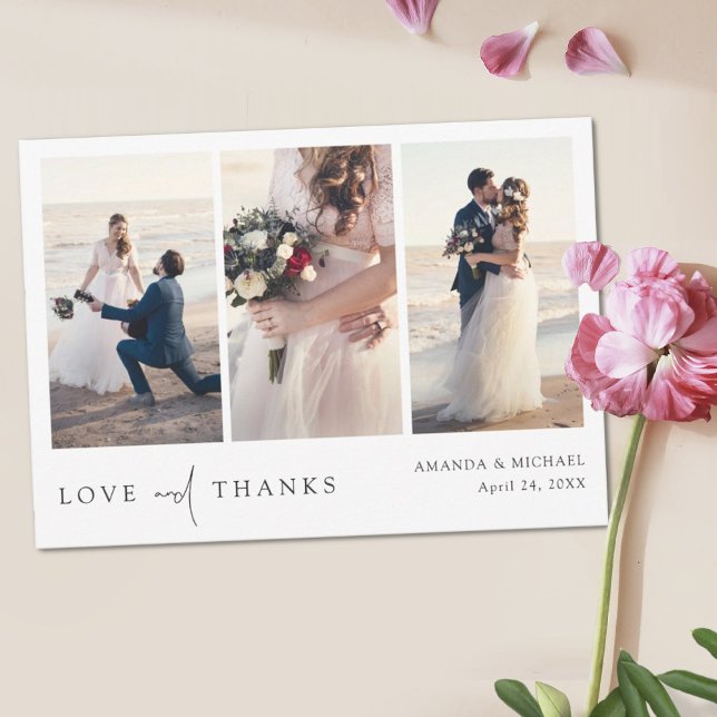 Tarjeta De Agradecimiento Moda simple Boda de Collage de fotos múltiple mode (Subido por el creador)