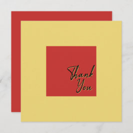 Tarjeta De Agradecimiento Moda Simple Square Gold Red and Black Text