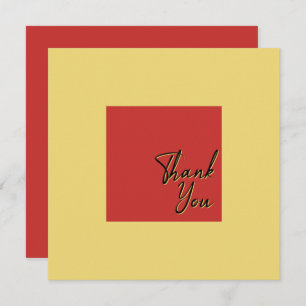 Tarjeta De Agradecimiento Moda Simple Square Gold Red and Black Text