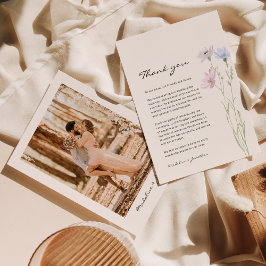Tarjeta De Agradecimiento Moda simple Wildflower Beige Boda