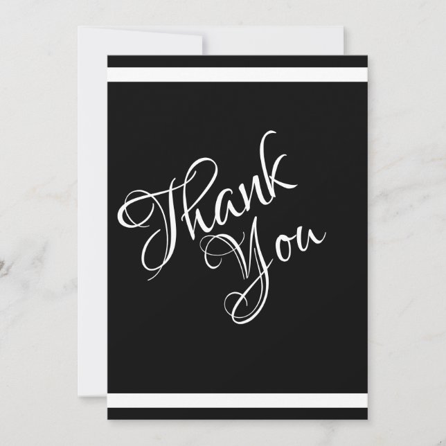 Tarjeta De Agradecimiento Moda Sofisticada y hermosa negro y blanco (Anverso)