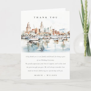 Tarjeta De Agradecimiento Moda Tampa Florida Skyline Watercolor Boda