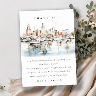 Tarjeta De Agradecimiento Moda Tampa Florida Skyline Watercolor Boda