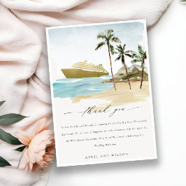 Tarjeta De Agradecimiento Moda Tropical Seascape Palm Beach Cruise Boda