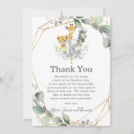 Tarjeta De Agradecimiento Moda verde jungla animales bautismo bautizo cristi