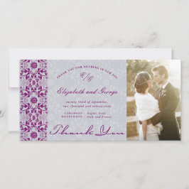 Tarjeta De Agradecimiento Moda Vintage Damask Lace Purple Photo Boda