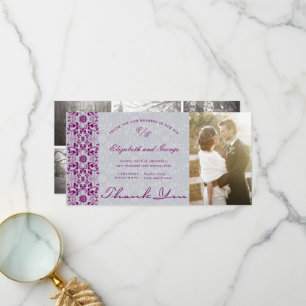 Tarjeta De Agradecimiento Moda Vintage Damask Lace Purple Photo Boda