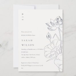 Tarjeta De Agradecimiento Moda Waterlily Floral Sketch Bridal Shower Invite