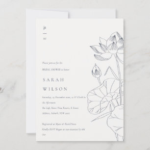 Tarjeta De Agradecimiento Moda Waterlily Floral Sketch Bridal Shower Invite