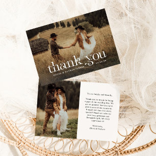 Tarjeta De Agradecimiento Moda y texto hermoso   Boda fotográfico Classy Two