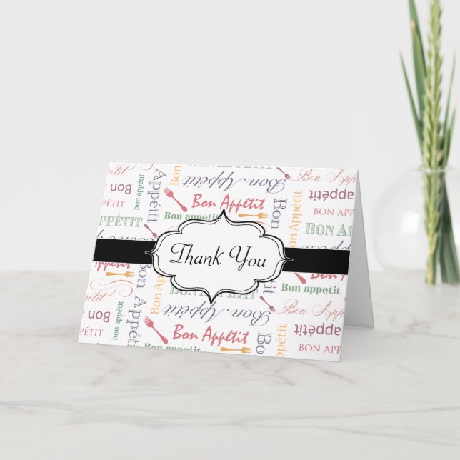 Tarjeta De Agradecimiento Modelo de la obra clásica de Appetit del Bon (Anverso)