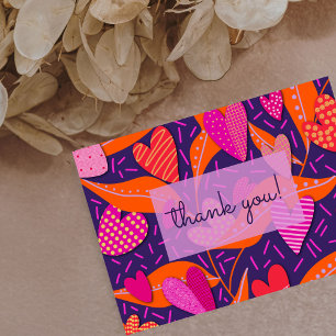 Tarjeta De Agradecimiento Modelo de negocio de los corazones rosados brillan