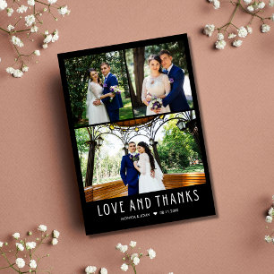 Tarjeta De Agradecimiento Modern 4 Photo Boda Gracias