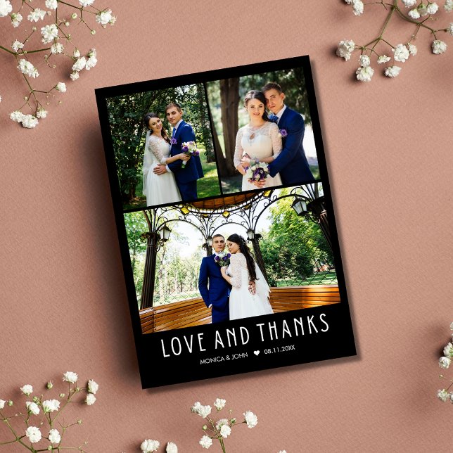 Tarjeta De Agradecimiento Modern 4 Photo Boda Gracias (Subido por el creador)