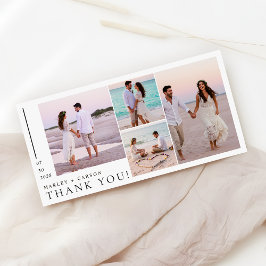Tarjeta De Agradecimiento Modern 4 Photo Collage Minimalist Wedding