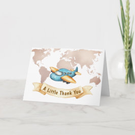 Tarjeta De Agradecimiento Modern Adventure World Map Airplane Baby Shower