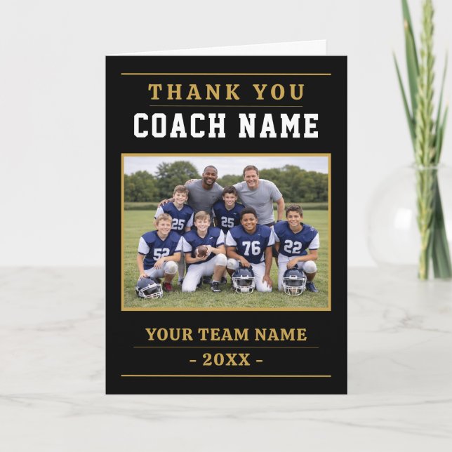 Tarjeta De Agradecimiento Modern American Football Team Photo Coach (Anverso)