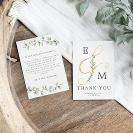 Tarjeta De Agradecimiento Modern Ampersand Simple Eucalyptus Boda
