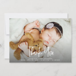 Tarjeta De Agradecimiento Modern Baby Newborn Girl Custom birth annoucement
