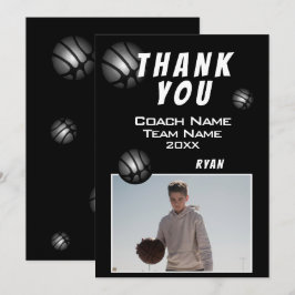 Tarjeta De Agradecimiento Modern Basketball Ball Photo Thank you Coach