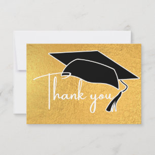 Tarjeta De Agradecimiento Modern Black and Gold White