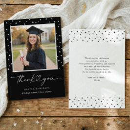 Tarjeta De Agradecimiento Modern Black and White Handwriting Graduation